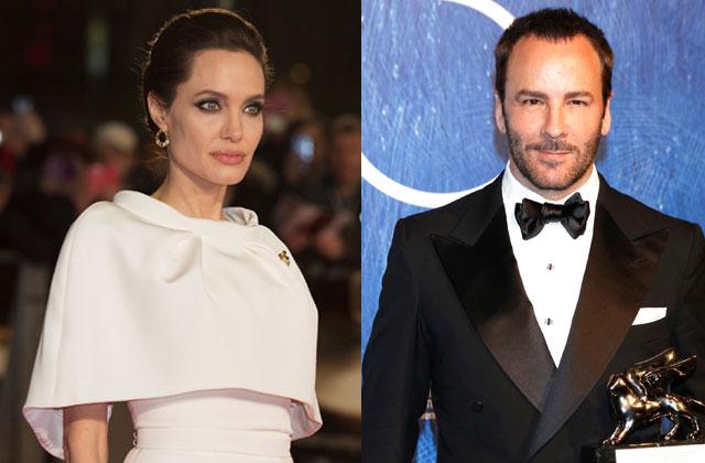 TOM FORD - Angelina Jolie in TOM FORD with husband Brad Pitt