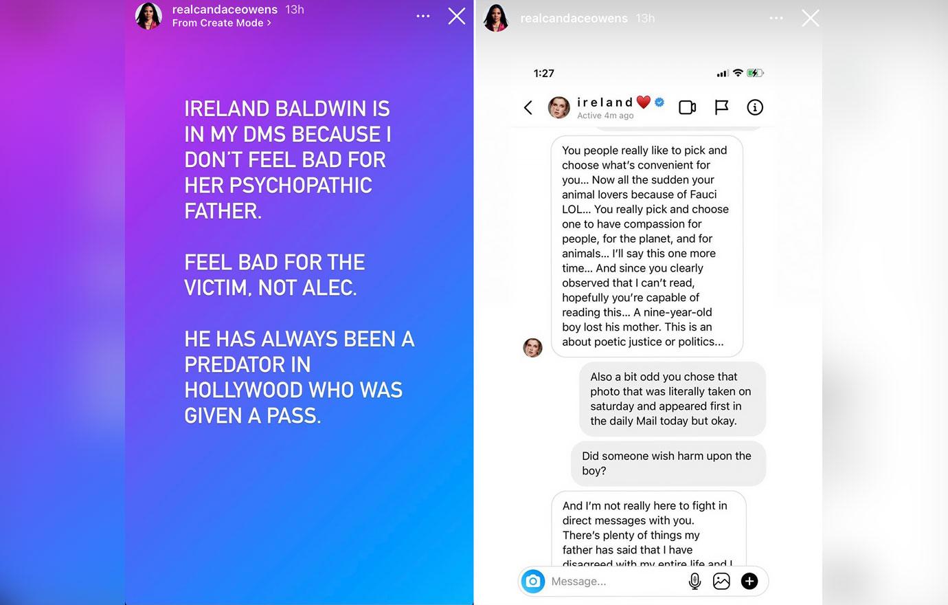 candace owens leaks text conversation alec baldwin daughter ireland shooting rust r