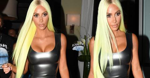 Kim Kardashian Latex Dress Yellow Wig