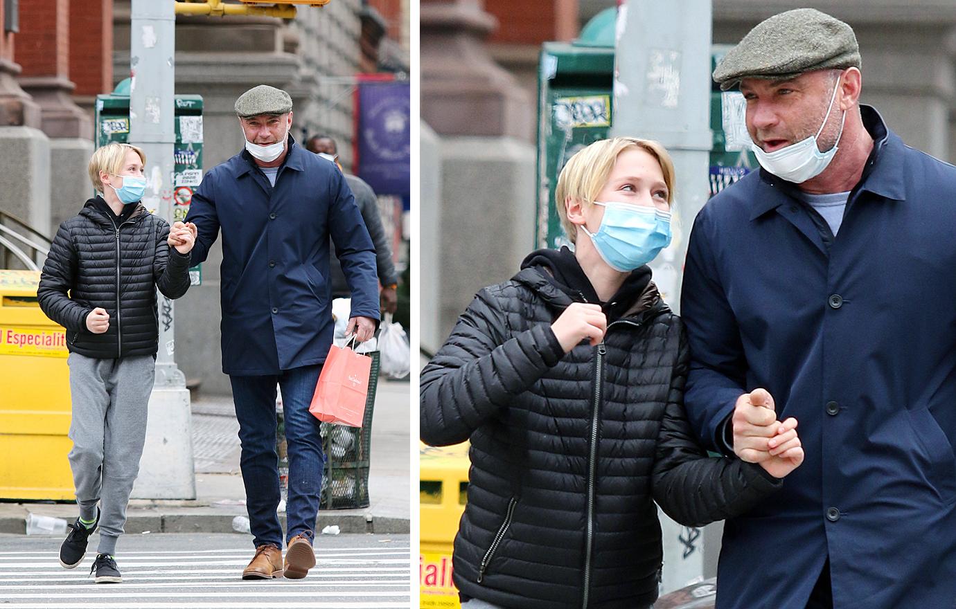 hp liev schreiber and son sasha in nyc