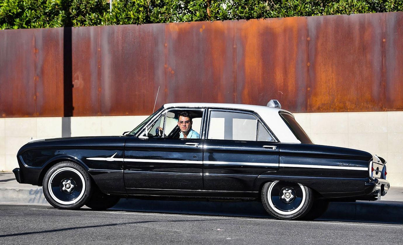 joe jonas in his classic ford falcon car