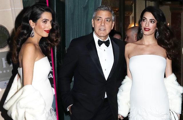 //amal clooney pregnant twins paris fashion week george clooney pp