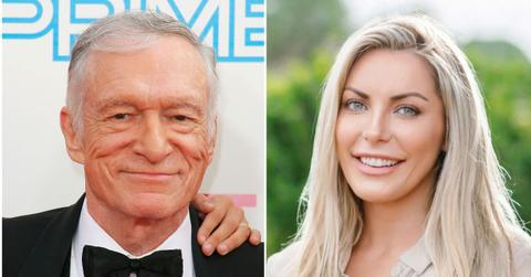 split image of Hugh Hefner and Crystal Harris