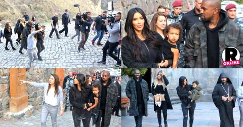 Kim Khloe Kardashian Kanye North West Armenia Monastery SIghtseeing