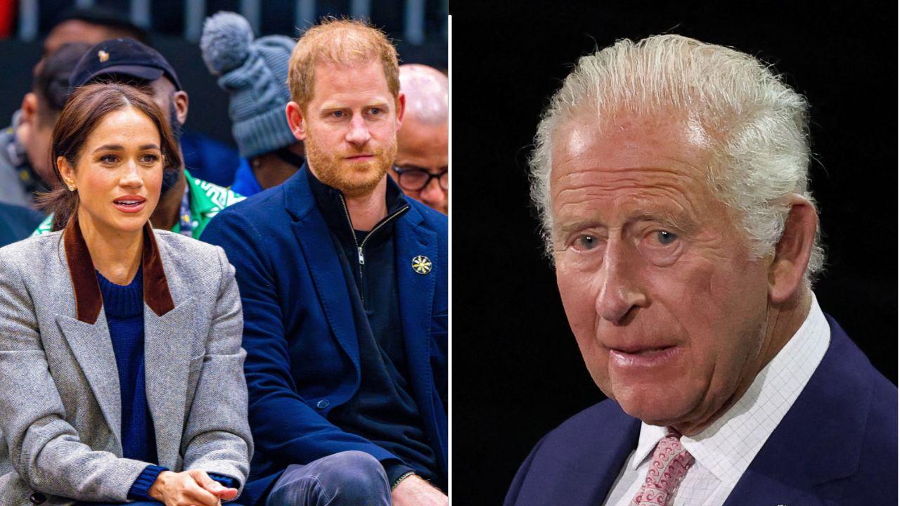 picture of meghan markle, prince harry and king charles