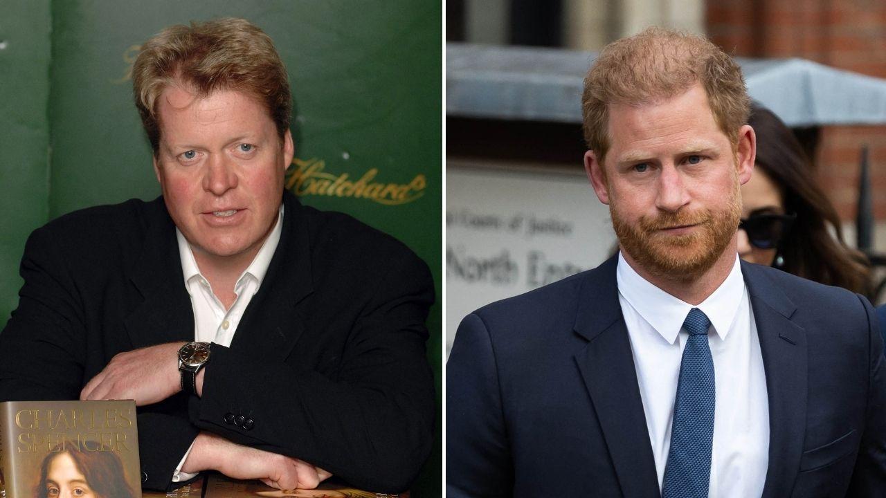 Split photos of Charles Spencer and Prince Harry