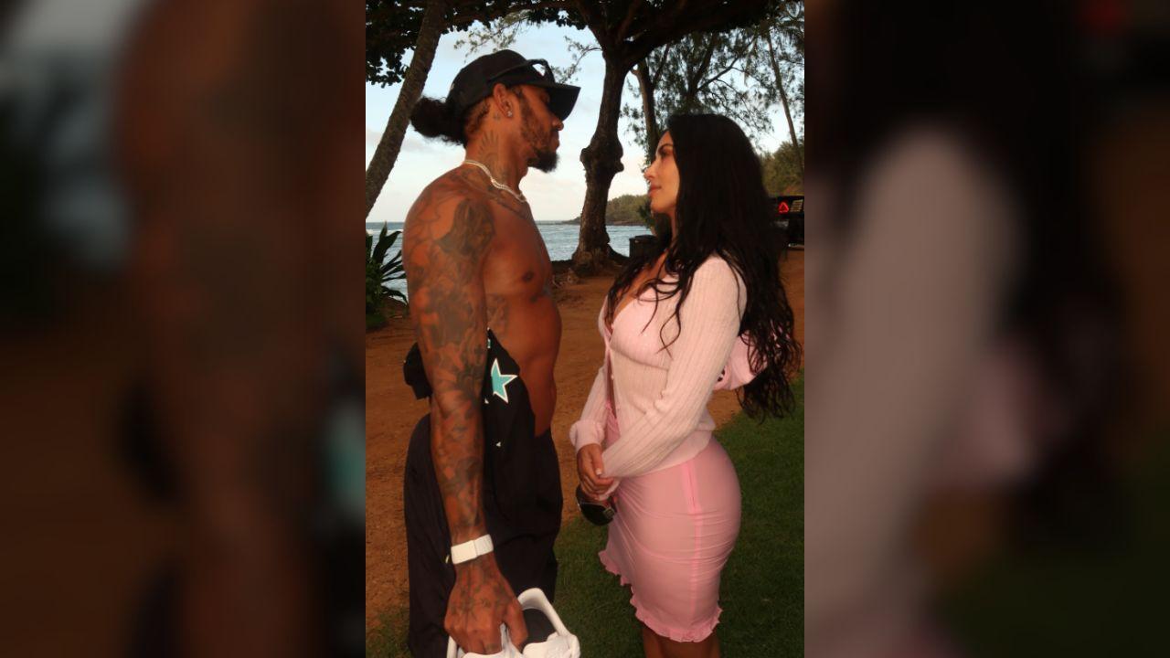 A photo of Kim Kardashian and Lewis Hamilton