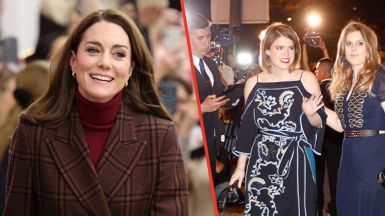 Split photos of Princesses Kate, Beatrice and Eugenie