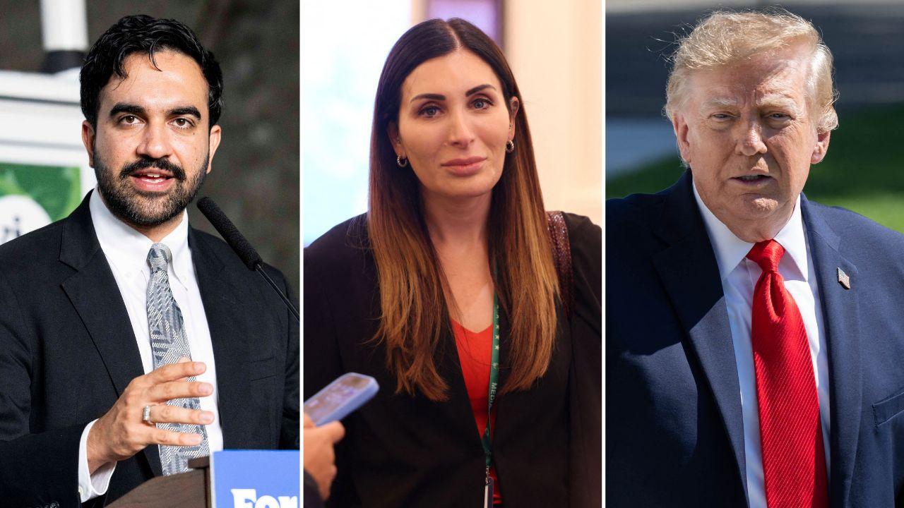 split image of Zohran Mamdani; Laura Loomer; and Donald Trump