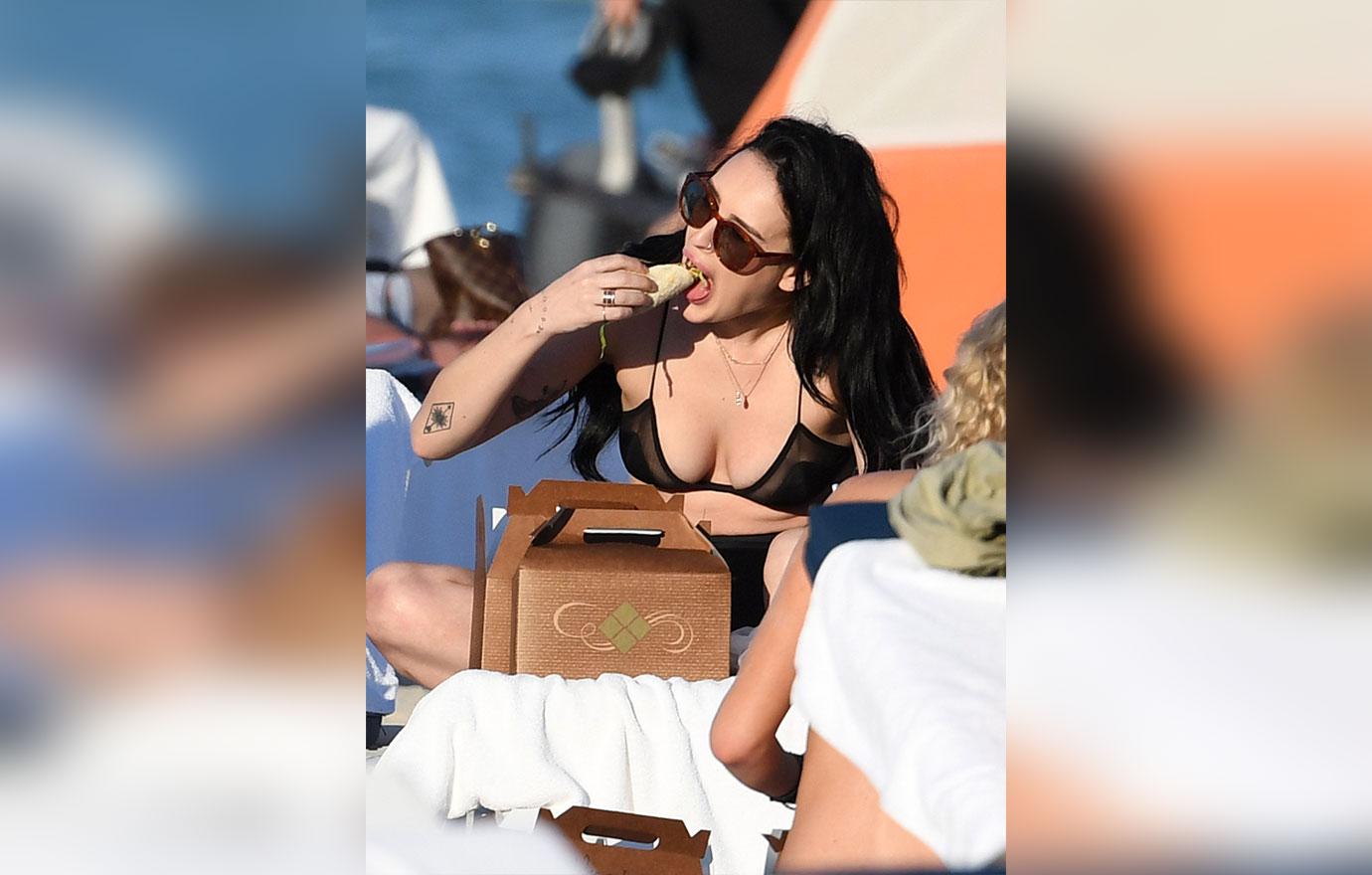 Rumer Willis Bikini Nip Slip Smoking