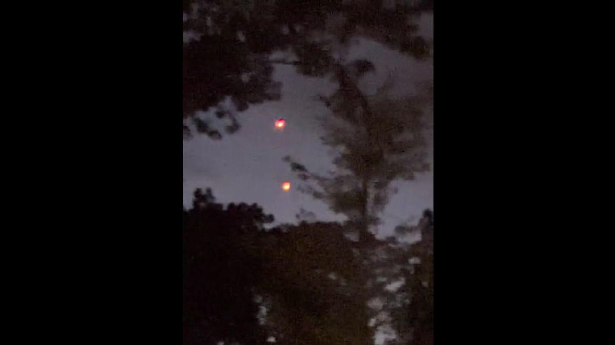 Two eyewitnesses observed the 'brilliant red spheres' over an undisclosed location in the Northeast.