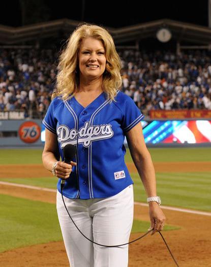 Javier Colon And Mary Hart At Dodgers Game