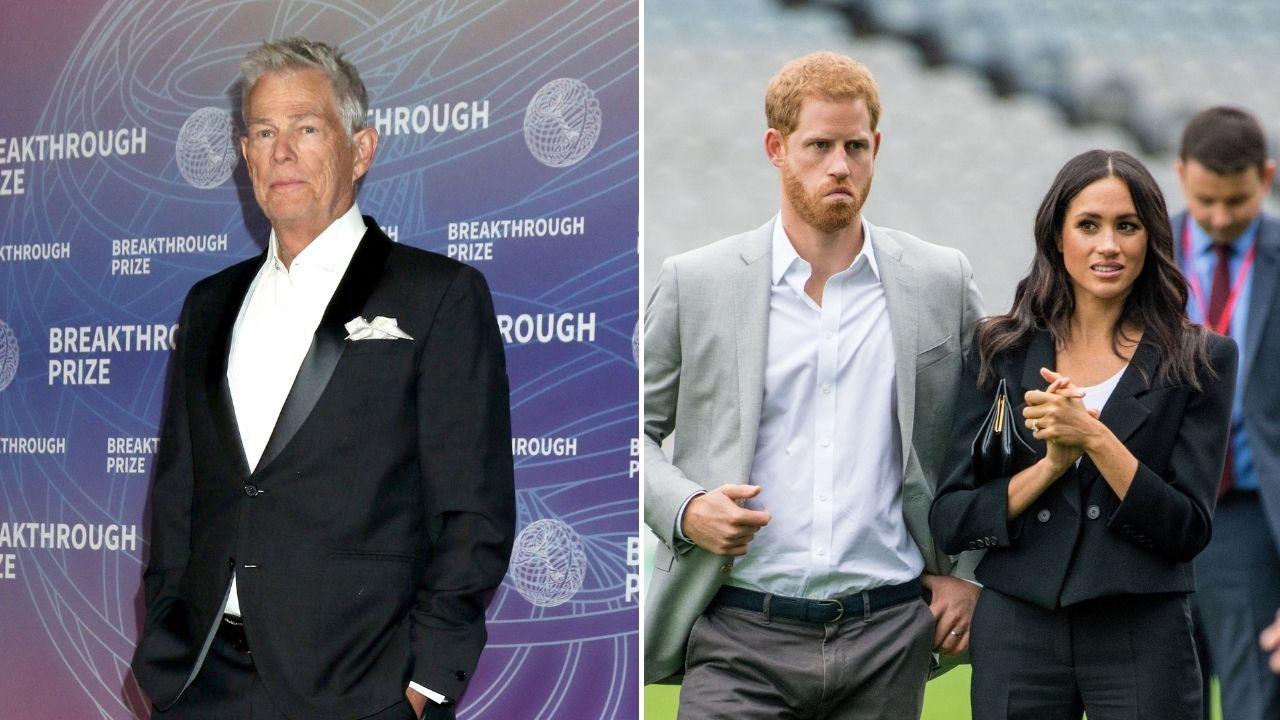Split photos of David Foster, Prince Harry and Meghan Markle