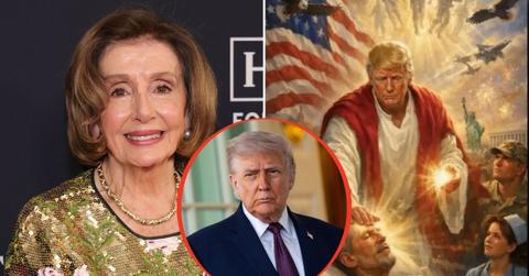 split image of Nancy Pelosi / Donald Trump ai image / Donald Trump