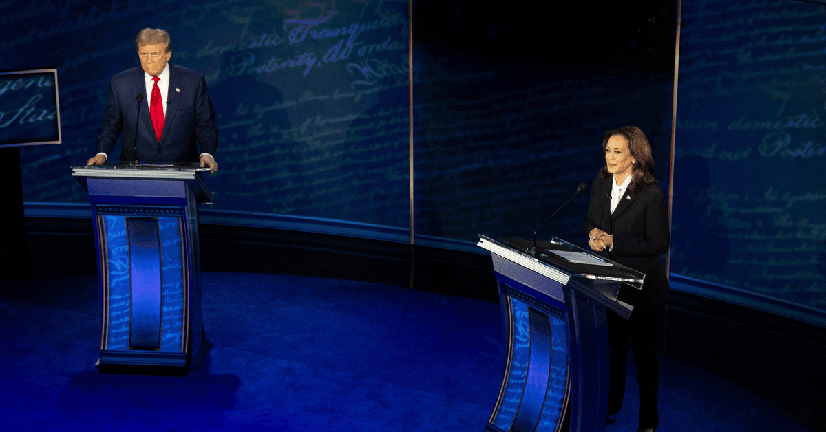 Photo of Donald Trump and Kamala Harris