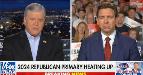 ron desantis grilled sean hannity awful poll numbers donald trump on air tense moment fox news