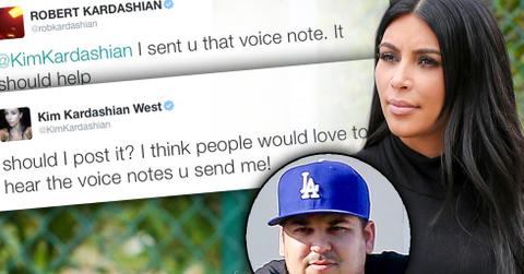 Kim Kardashian Rob Kardashian Feud Over Voice Notes