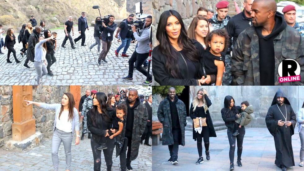 Kim Khloe Kardashian Kanye North West Armenia Monastery SIghtseeing