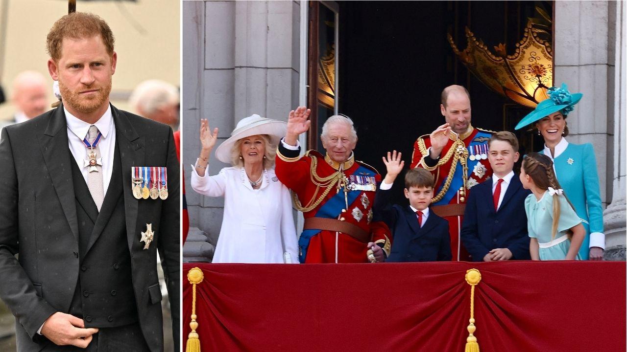 Split photo of Prince Harry and The Royal Family
