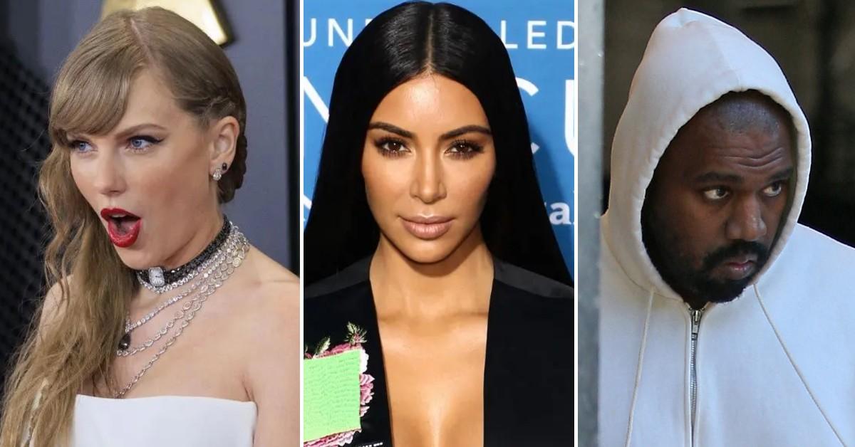Split photos of Taylor Swift, Kim Kardashian and Kanye West
