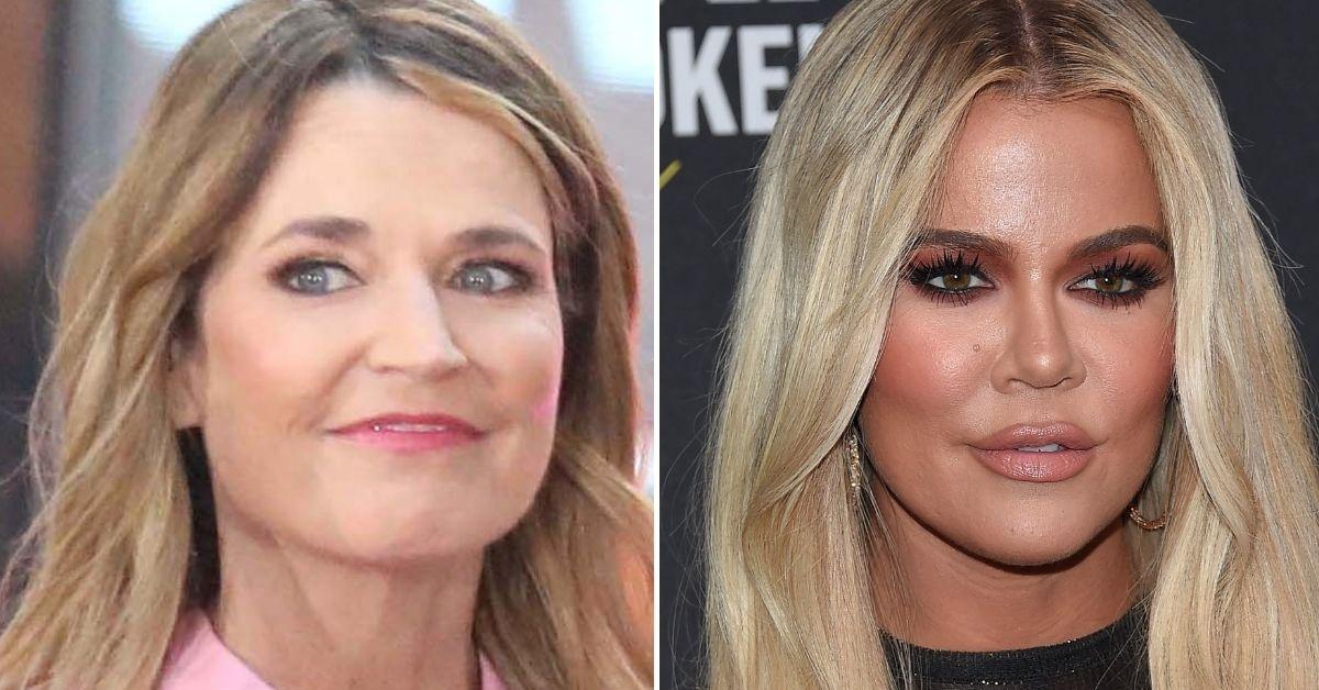 Split photo of Savannah Guthrie, Khloe Kardashian.