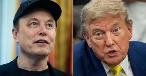 Split photo of Elon Musk, Donald Trump
