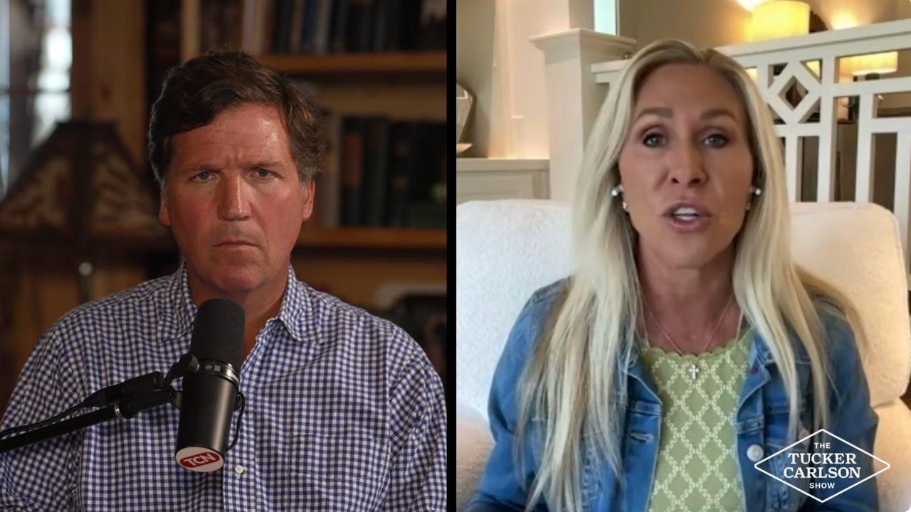 Photo of Marjorie Taylor Greene and Tucker Carlson