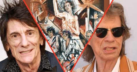 Split photos of Ronnie Woods, Mr. Charm and Mick Jagger