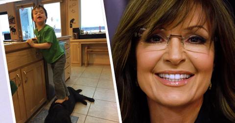 Sarah Palin's Son Standing On Dog