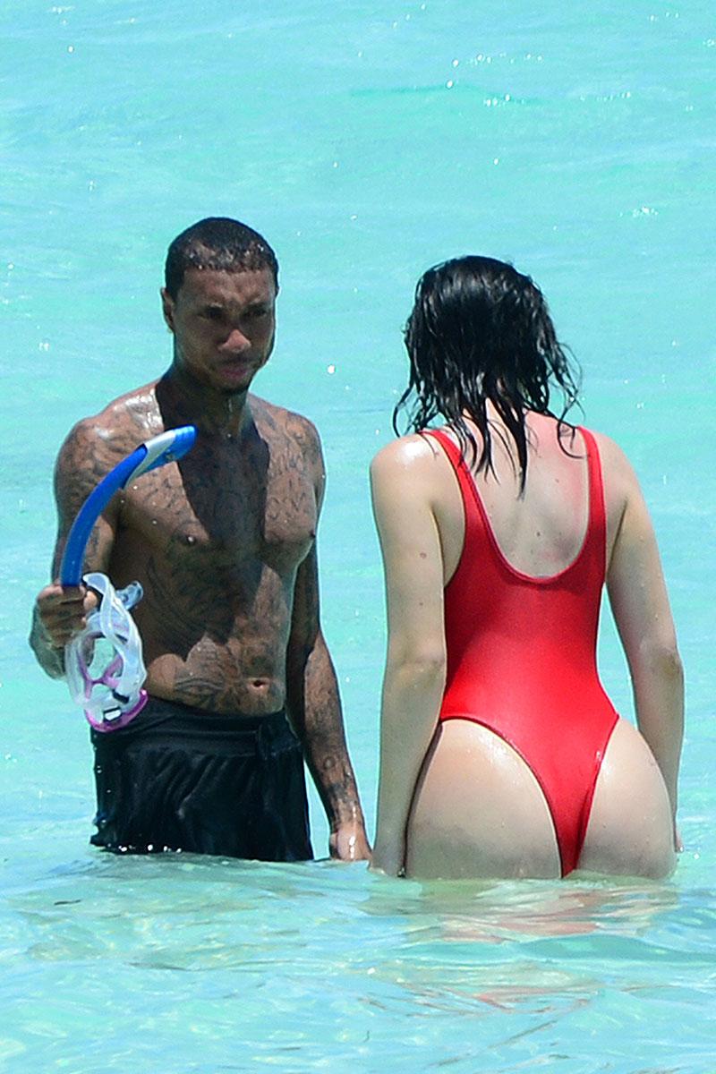 kylie jenner butt thong red bikin tyga kissing birthday vacation