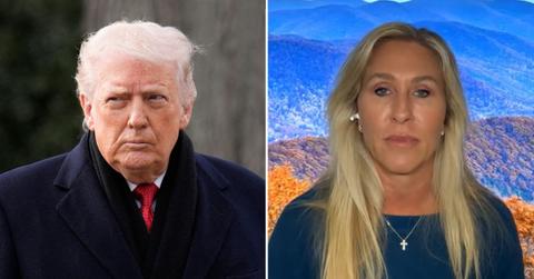 split image of Donald Trump and Marjorie Taylor Greene