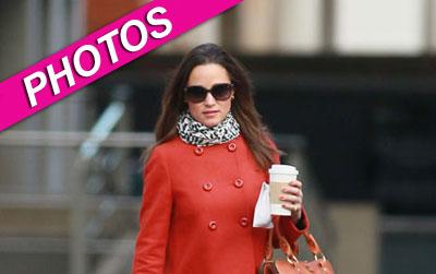 //pippa middleton london red coat splash