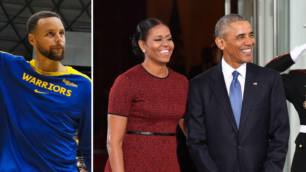 Photo of Steph Curry, Michelle Barack Obama