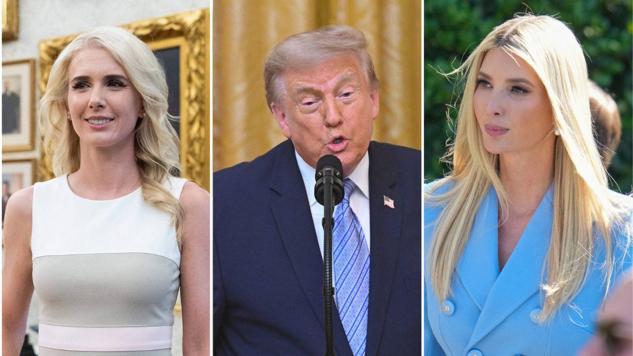 A photo of Natalie Harp alongside a photo of Donald Trump alongside a photo of Ivanka Trump