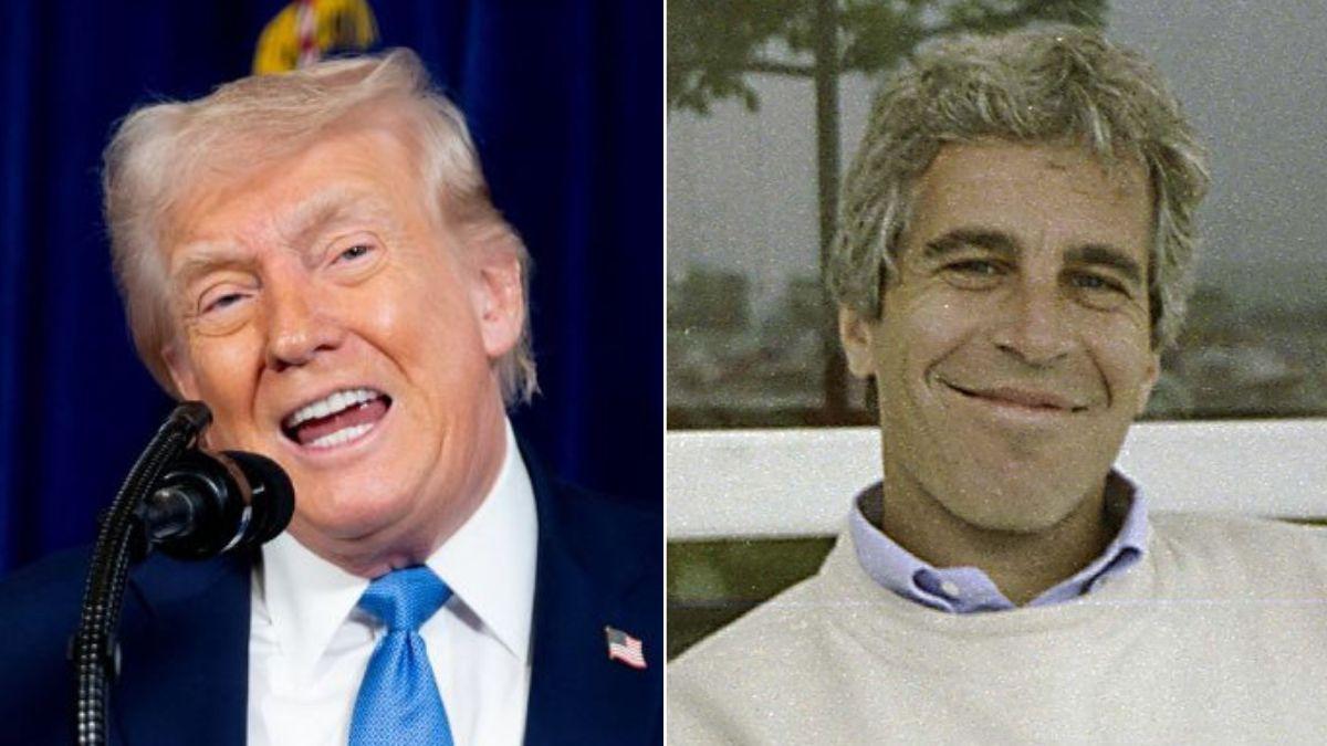 split image of Donald Trump and Jeffrey Epstein