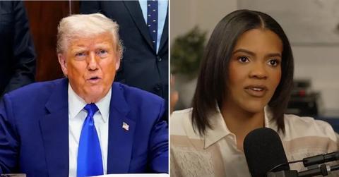 split photo of donald trump and candace owens