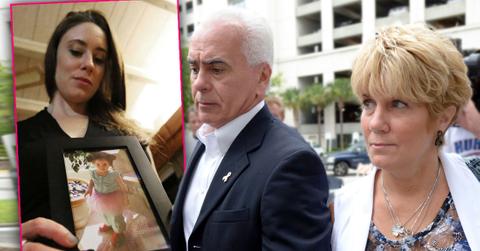 Inset Casey Anthony holding Photo of Her Daughter Caylee Anthony, George and Cindy Anthony