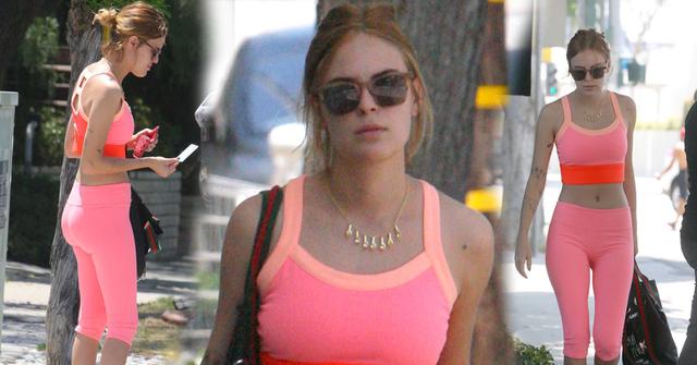 Tallulah Willis Pink Spandex Bra Butt Gym