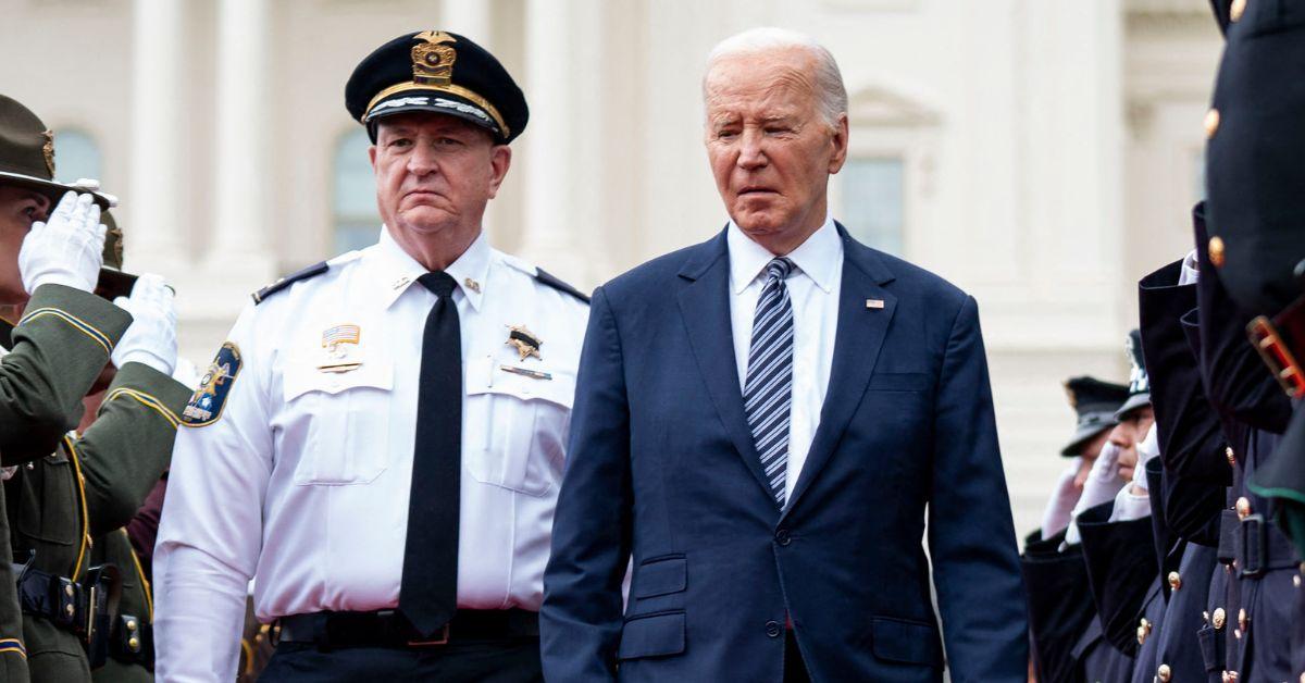 president biden almost suffers fall ceremony fallen police officers