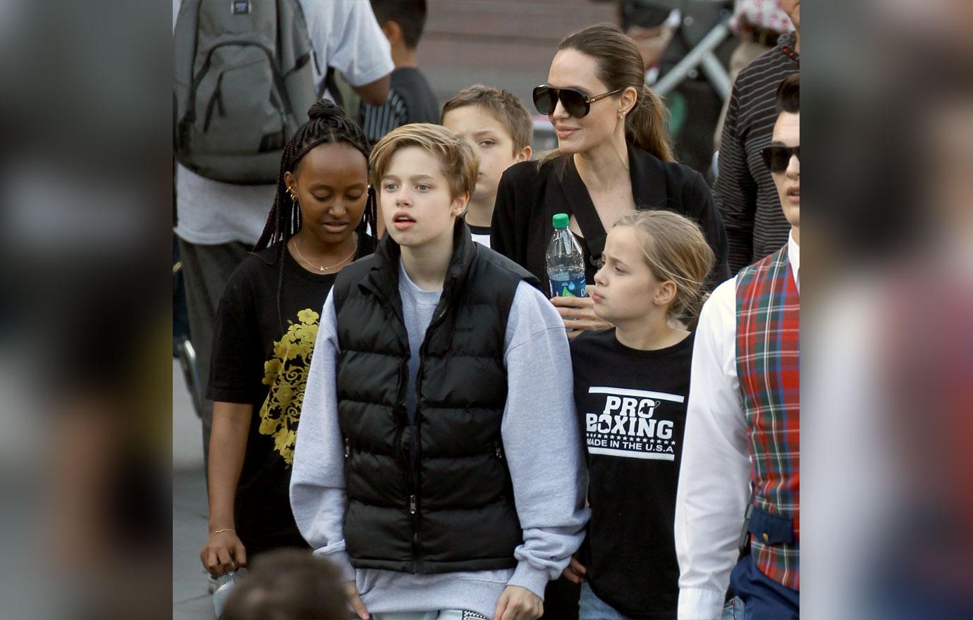 Angelina Jolie Takes Kids To Disneyland After Maddox College