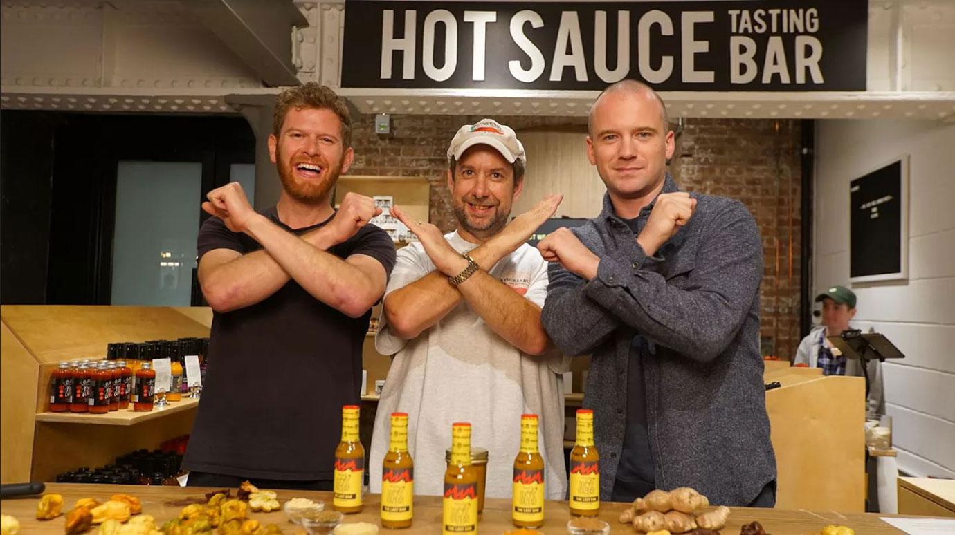 //Noah Chaimberg of Heatonist Smokin Ed Currie and Sean Evans from Complex Networks and First We Feast’s “Hot Ones”