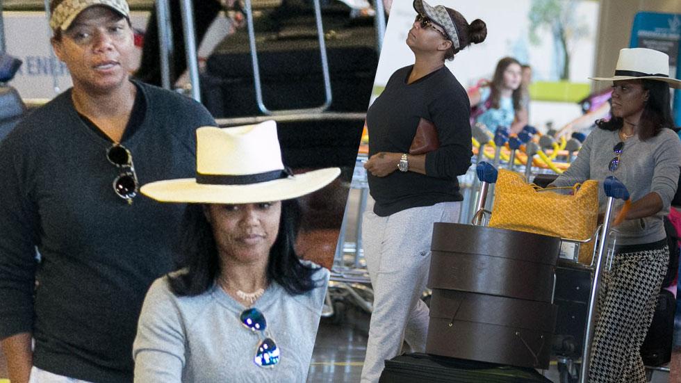 //queen latifah at airport with girlfriend