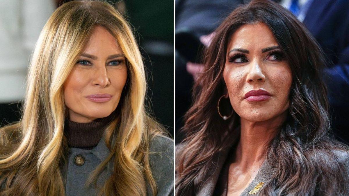 split image of Melania Trump and Kristi Noem