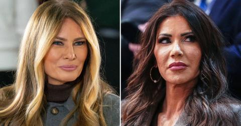 split image of Melania Trump and Kristi Noem