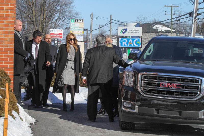 Celine Dion Arrives At Chapel For Brother Daniel Dion's Funeral With Mother & Sister