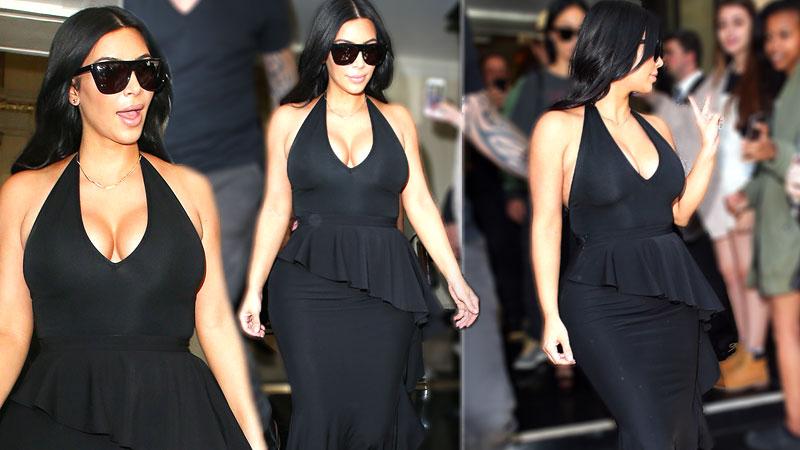 //kim kardashian pregnant dress cleavage