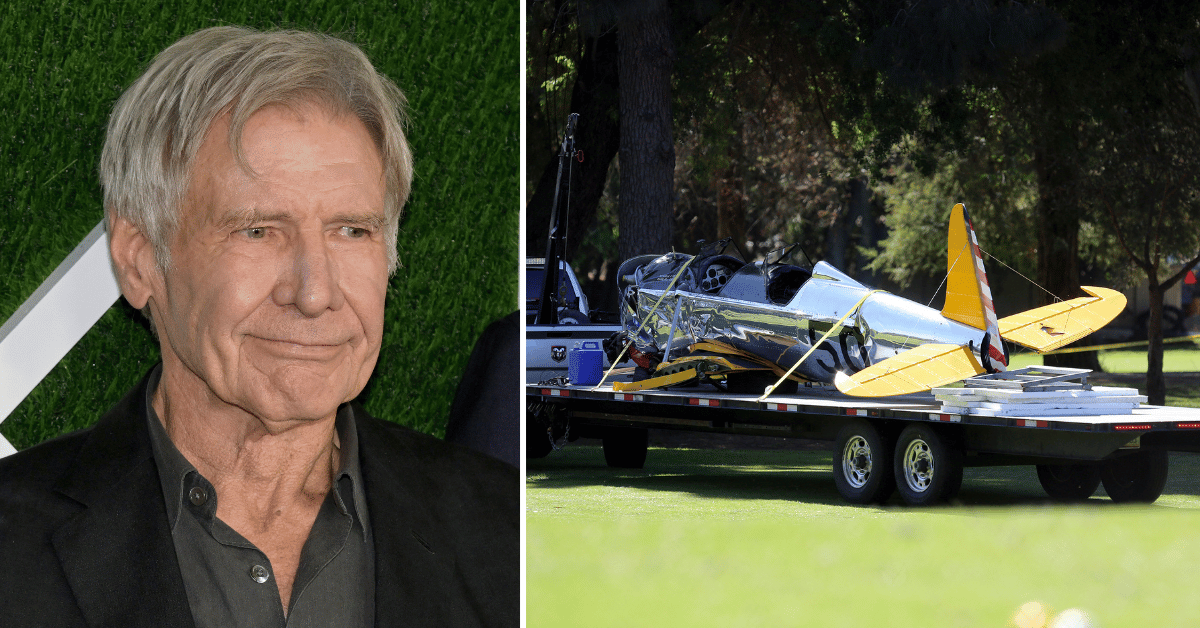 Composite photo of Harrison Ford, plane crash