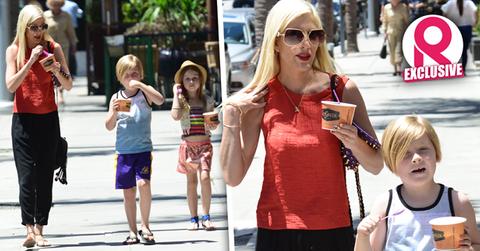 //tori spelling gives candy children behave front cameras wide