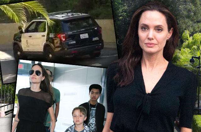 Angelina Jolie Brad Pitt Divorce Cops Police House Kids Security