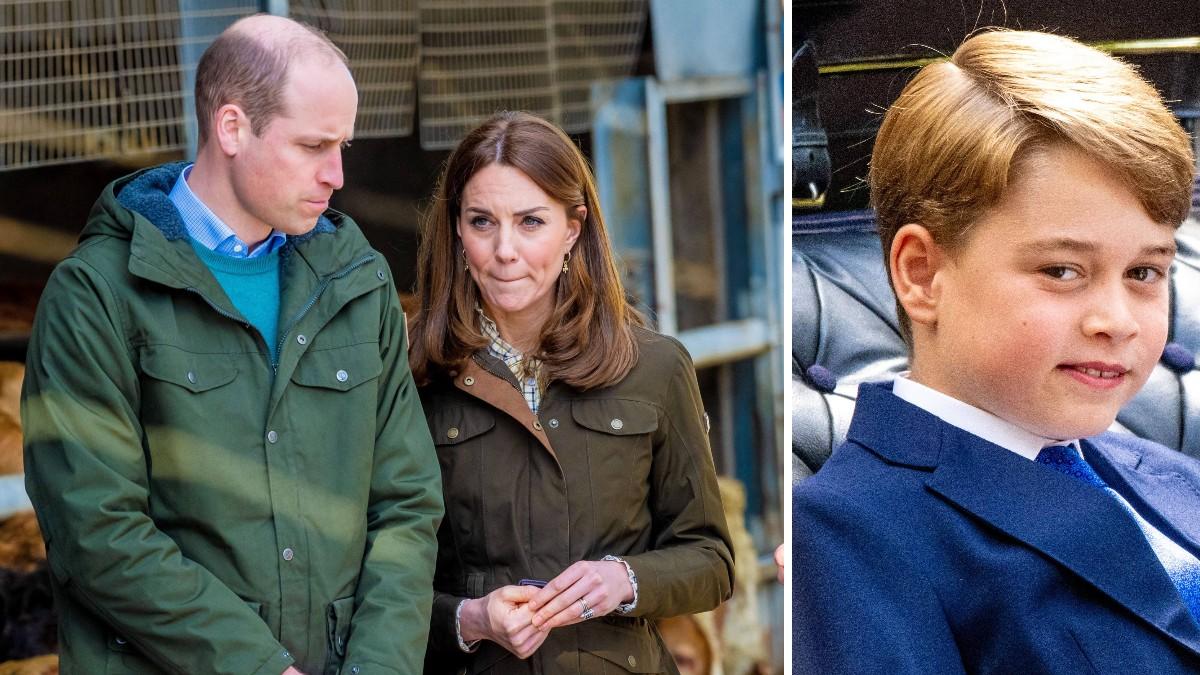 Split photo of Prince William, Princess Kate and Prince George